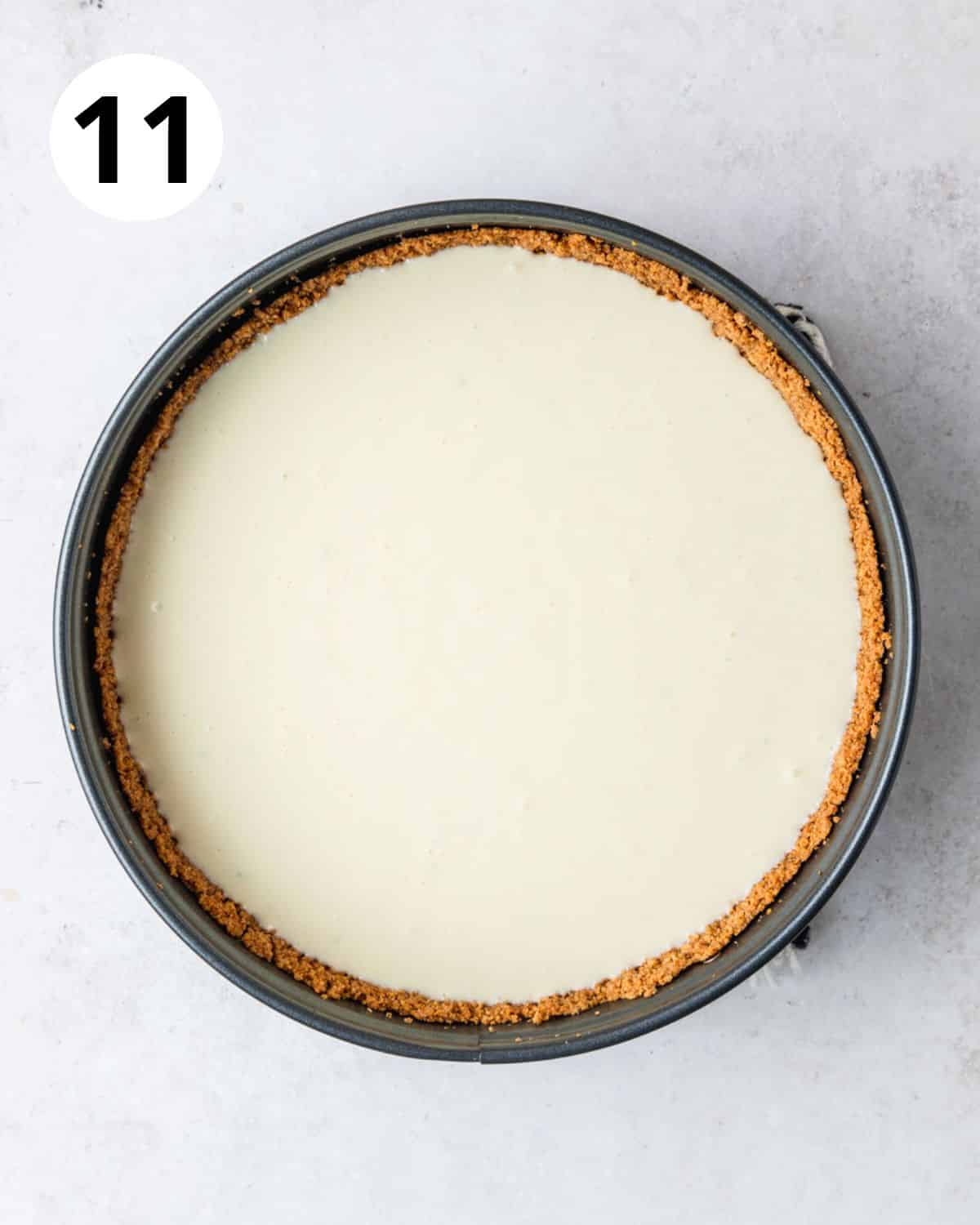 key lime cheesecake before baking.