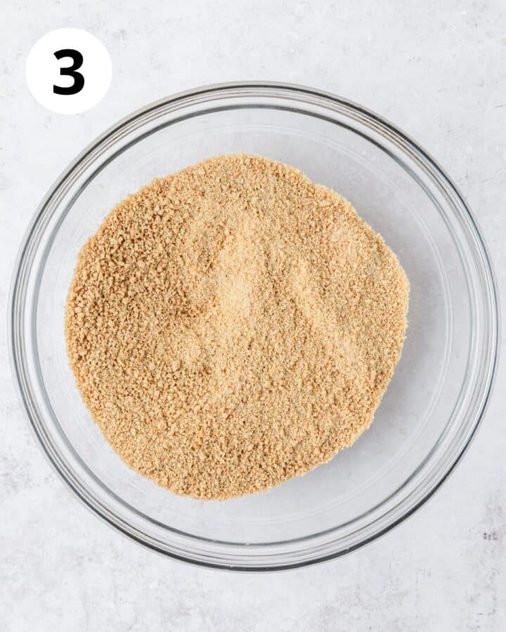 graham cracker crumbs in bowl.