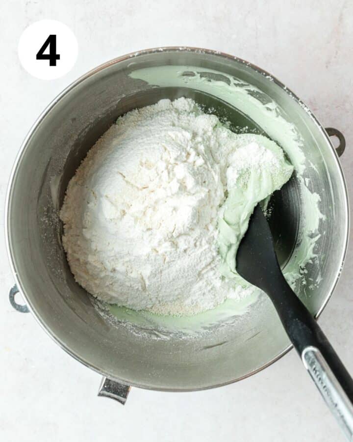 folding in dry ingredients.