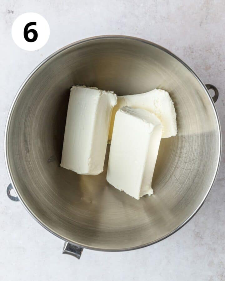 cream cheese in mixing bowl.
