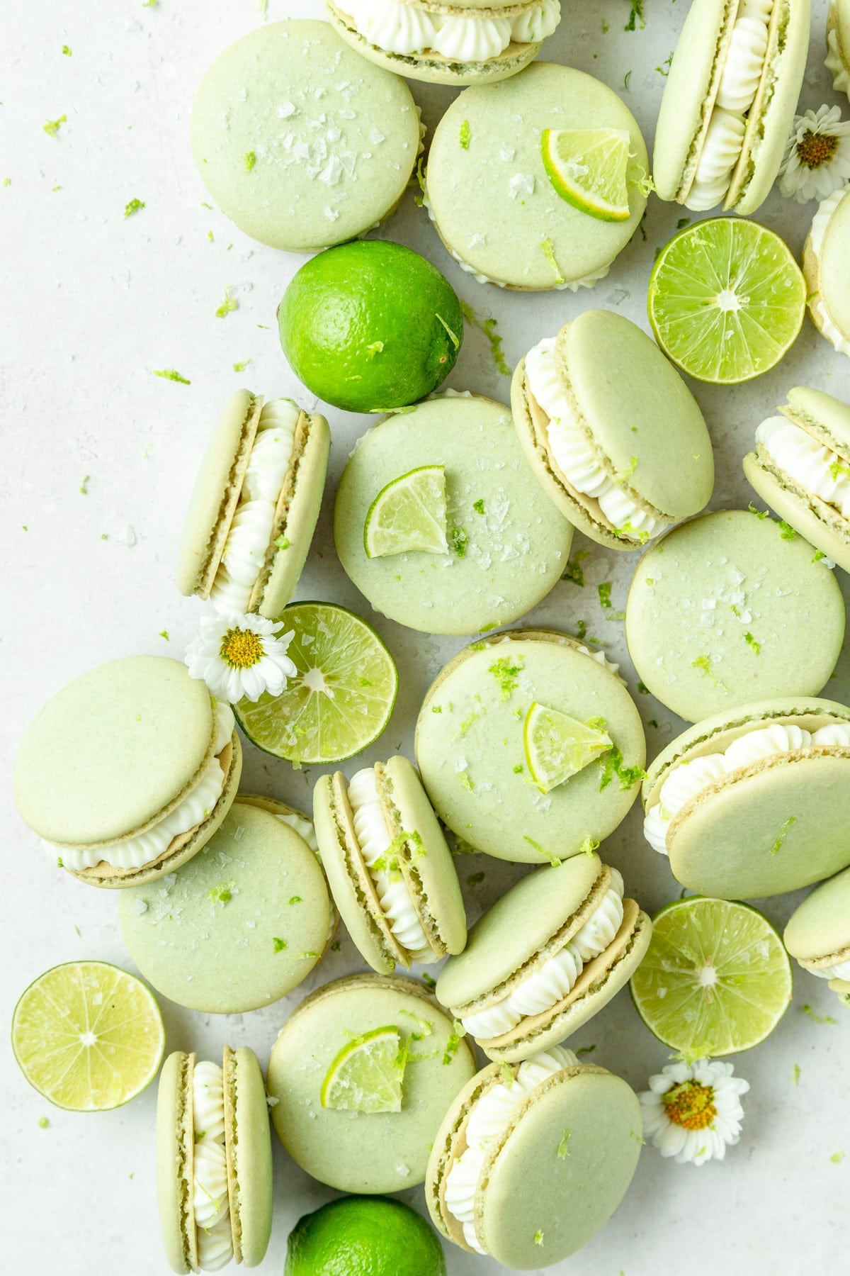 margarita macarons with tequila lime buttercream.