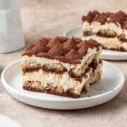slice of homemade authentic tiramisu.
