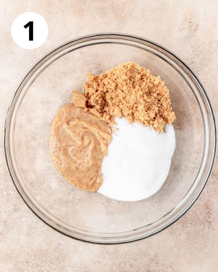 brown butter and sugars in bowl.