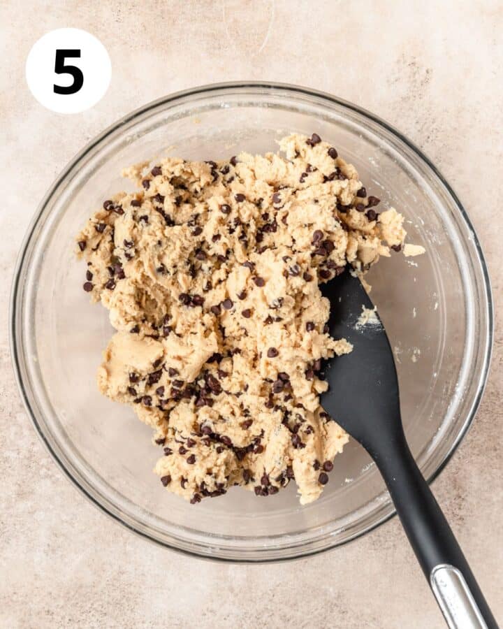 chocolate chip biscotti dough in bowl.