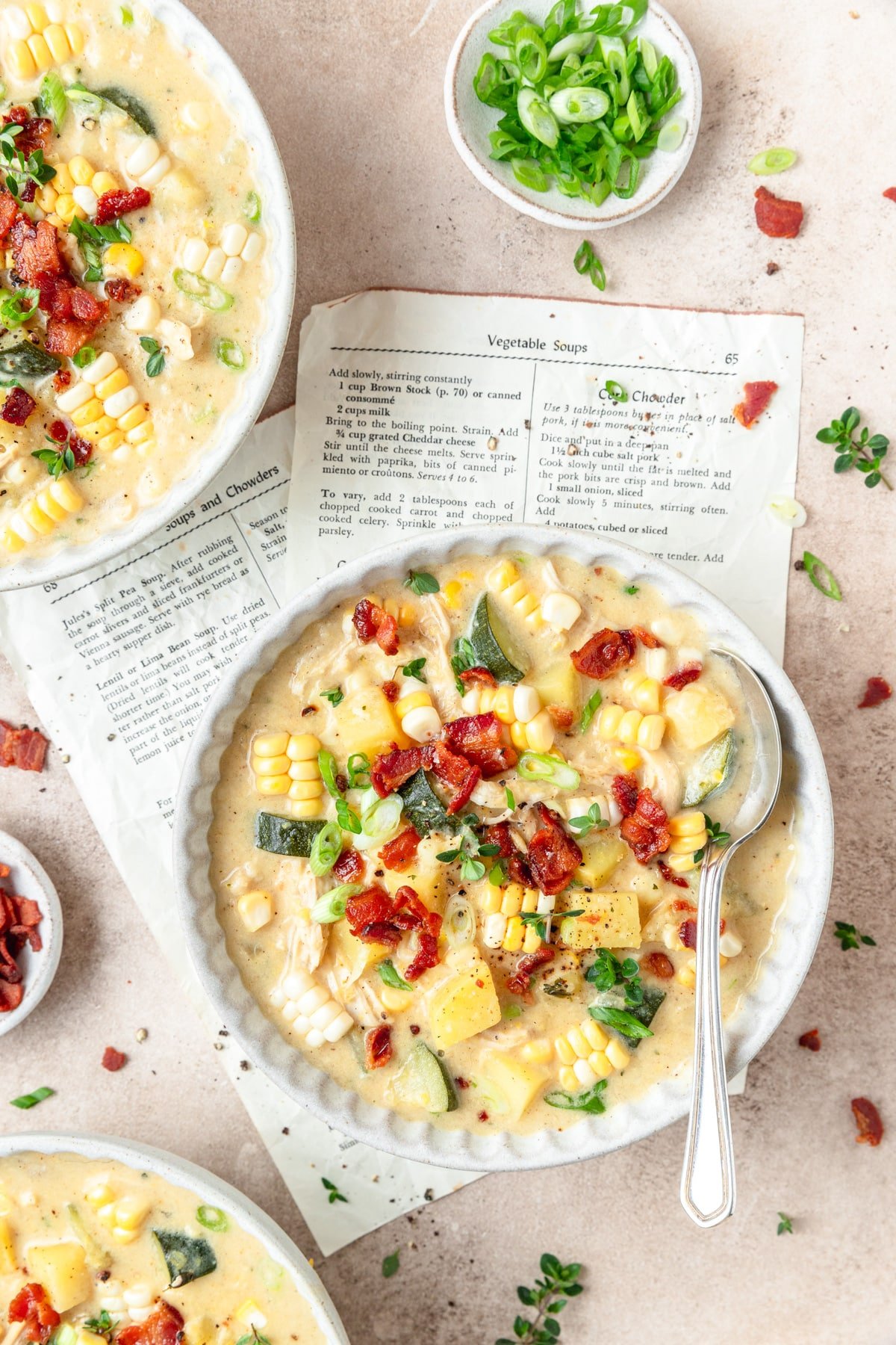 bowl of creamy chicken corn chowder.