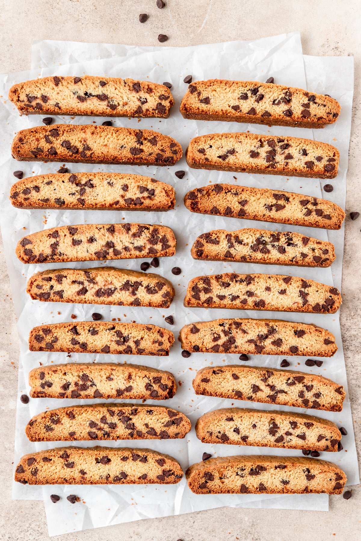 mini chocolate chip biscotti.