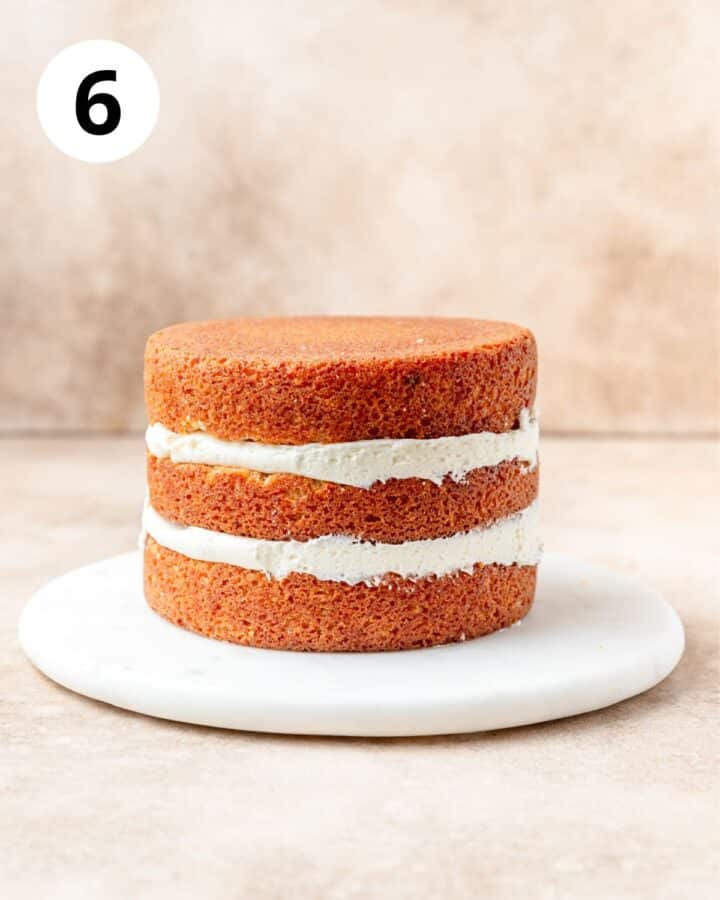 eggnog cake layers stacked. 