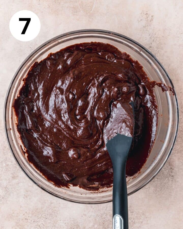 brown butter brownie batter in bowl.