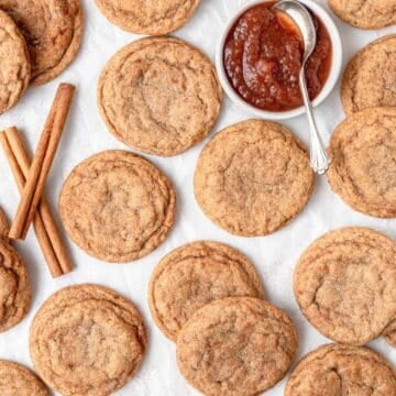 soft apple butter cookies rolled in cinnamon sugar.