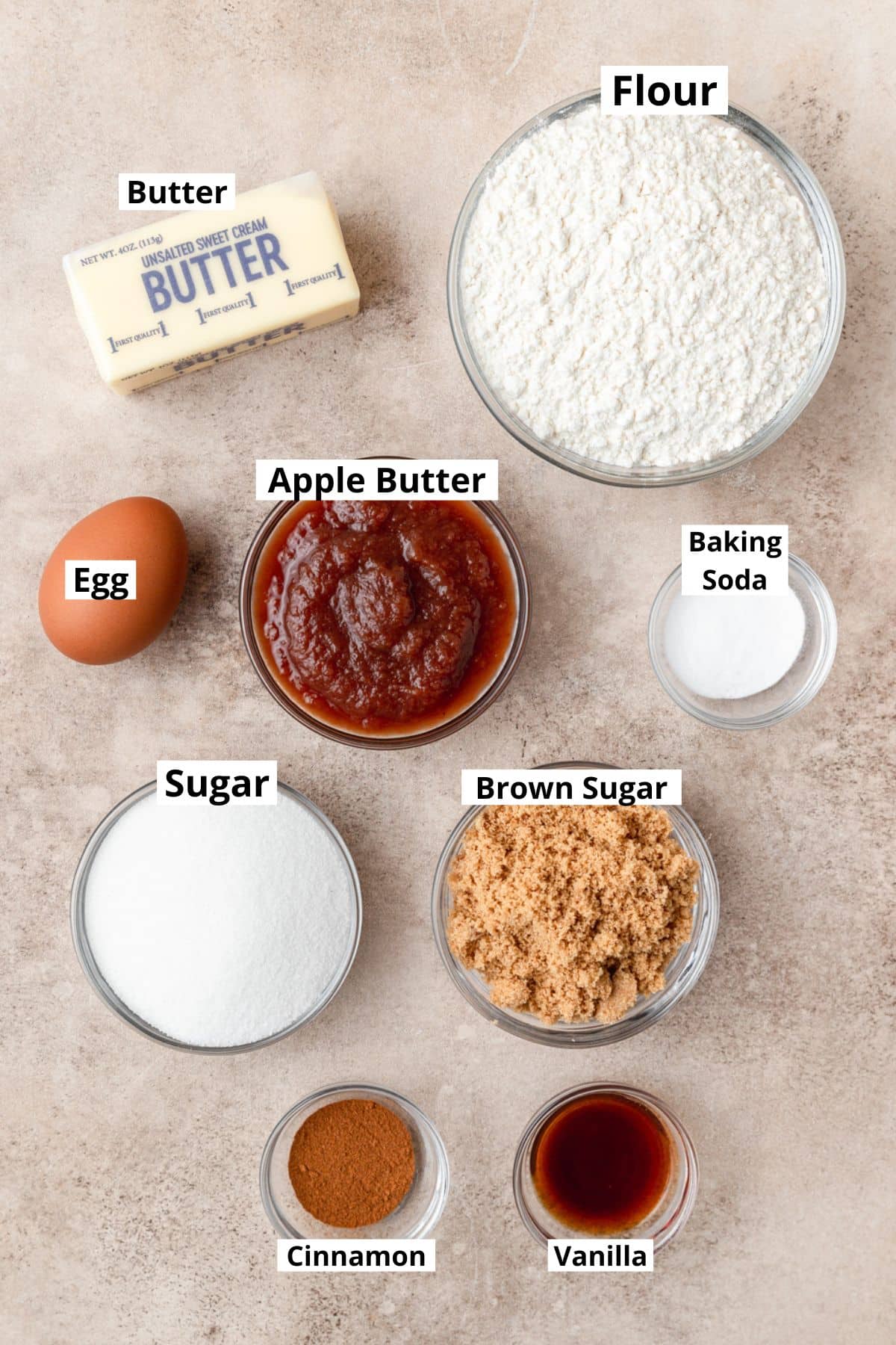 ingredients for apple butter cookies.