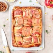 apple cheddar galette with caramelized onions.