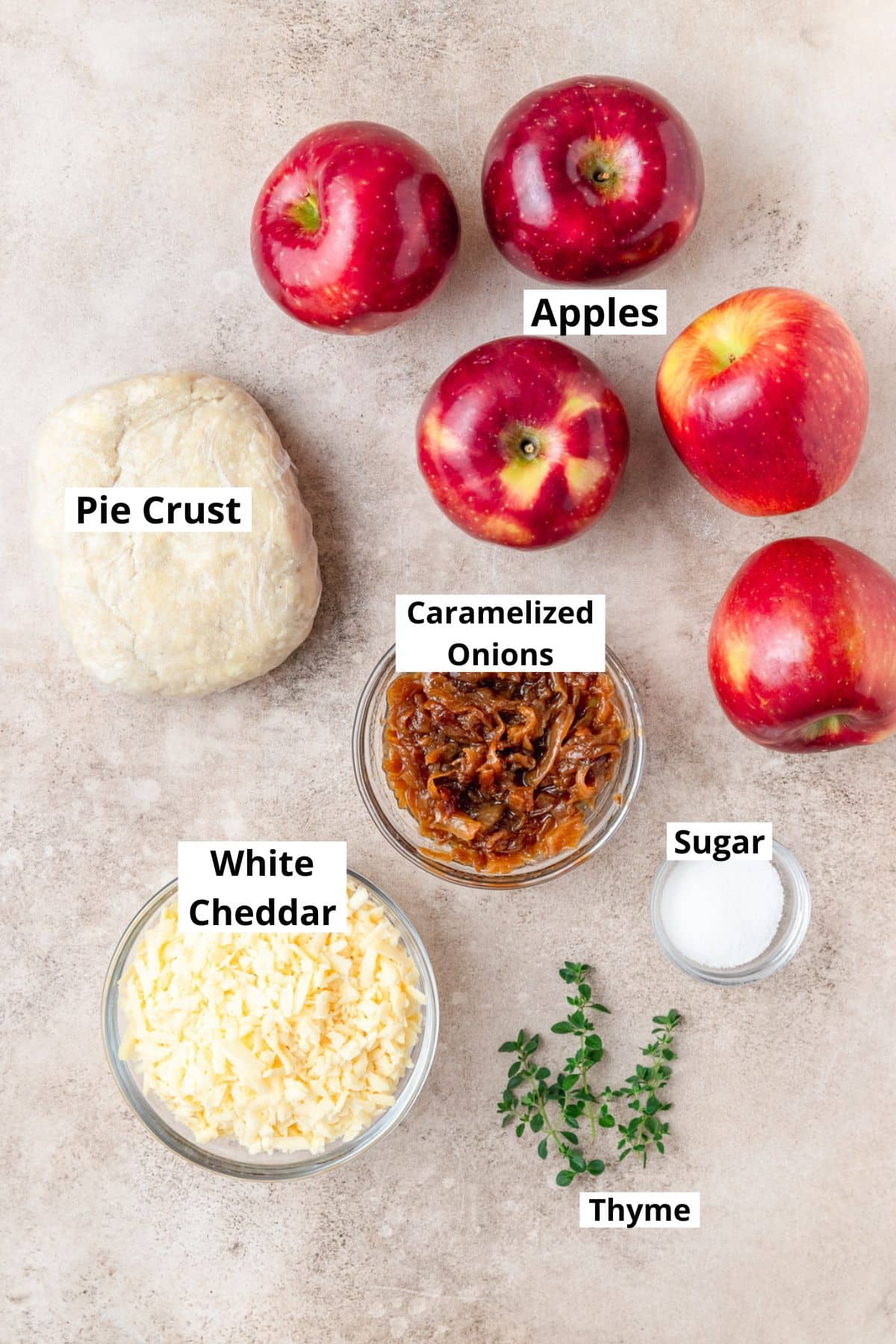 ingredients for apple cheddar galette.