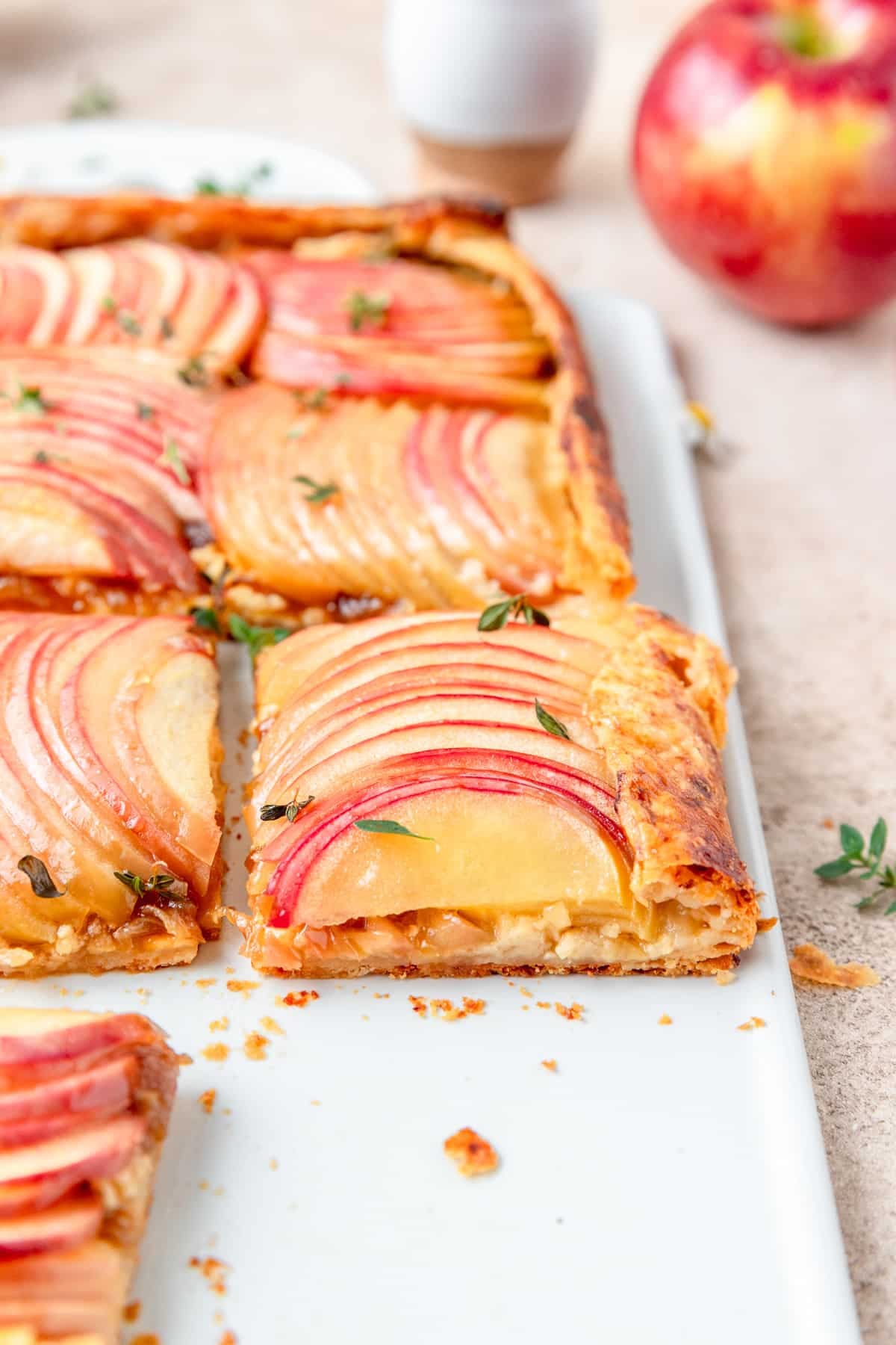 slice of apple cheddar tart.