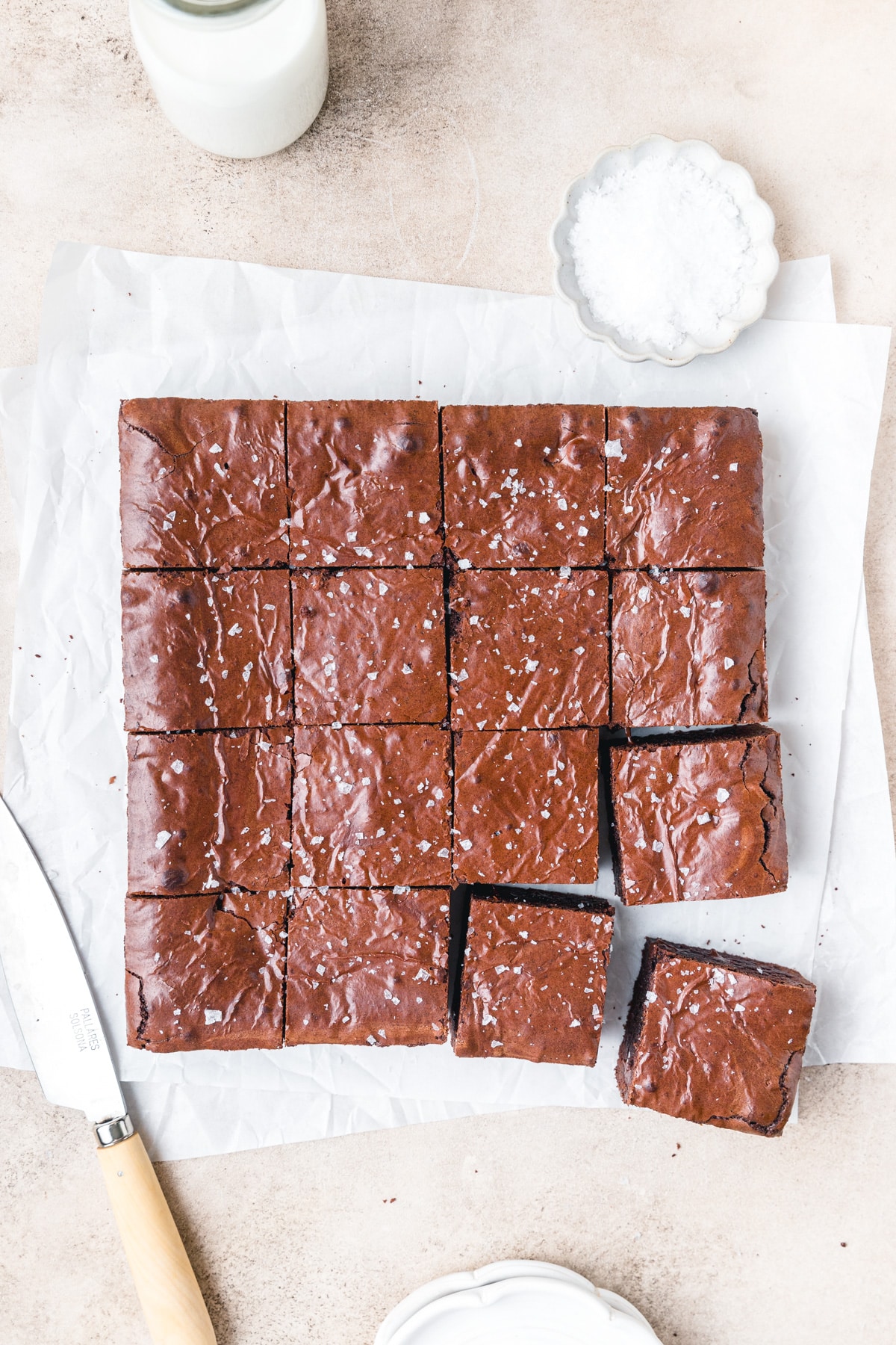 brown butter brownies cut into squares. 