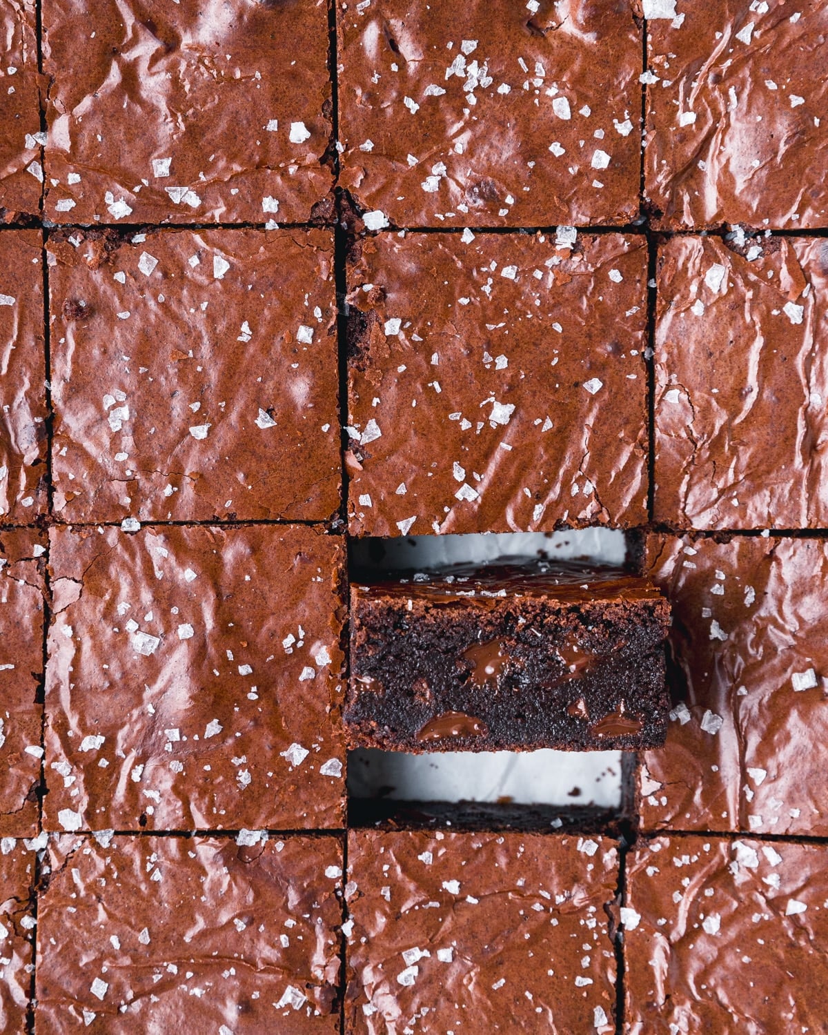 brown butter brownies with crinkly tops.