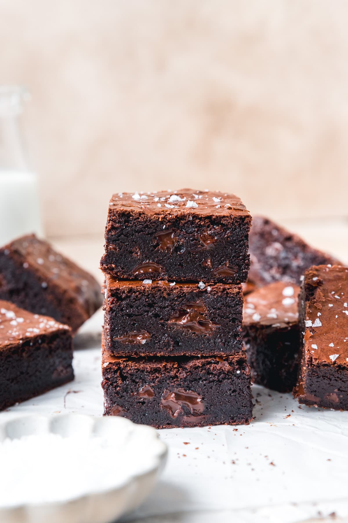 stack of brown butter brownies.