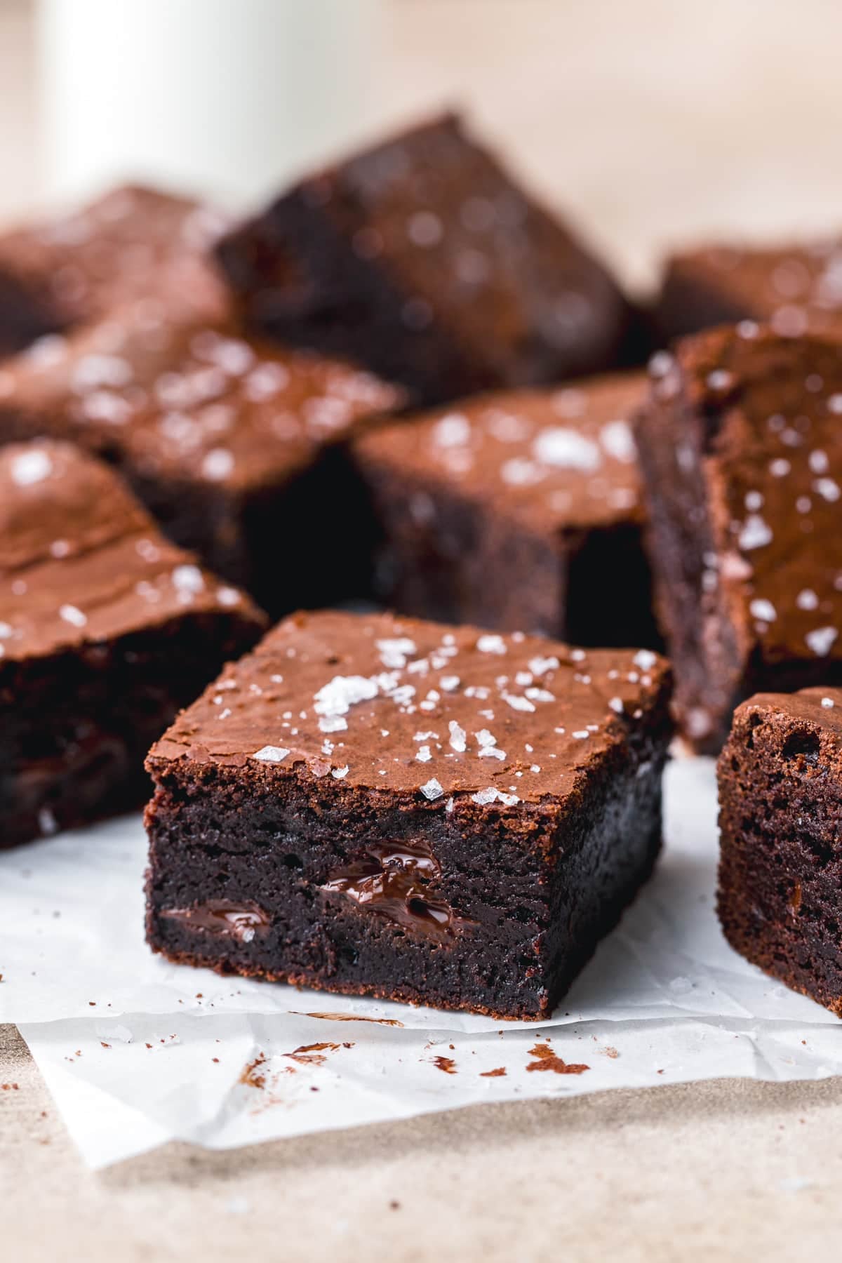 fudgy brown butter brownies with flaky sea salt.