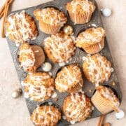 brown butter eggnog muffins with streusel topping.