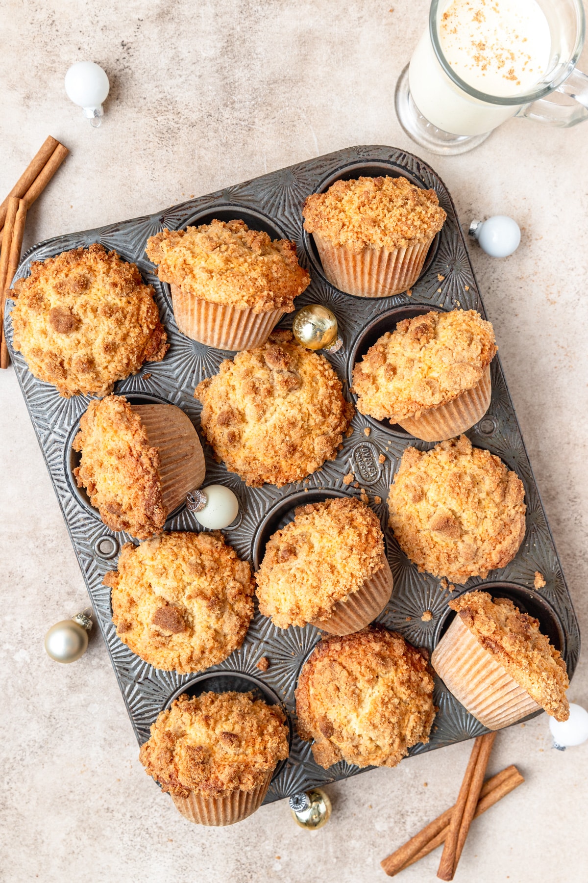 eggnog muffins after baking.
