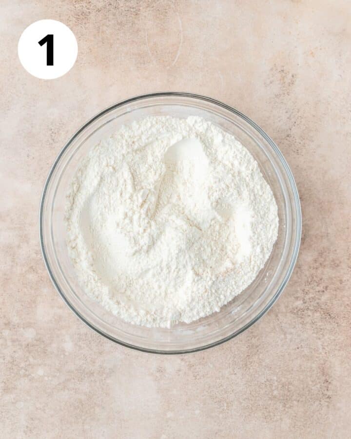 dry ingredients mixed together in bowl. 