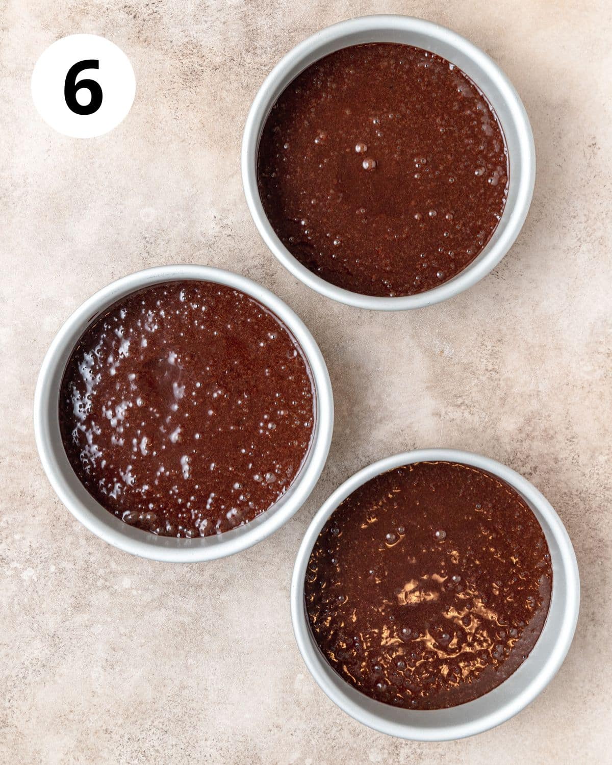 chocolate cake layers before baking.