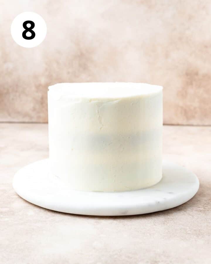 crumb coat for chocolate peppermint cake.