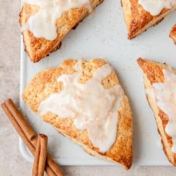 eggnog scones with eggnog glaze.