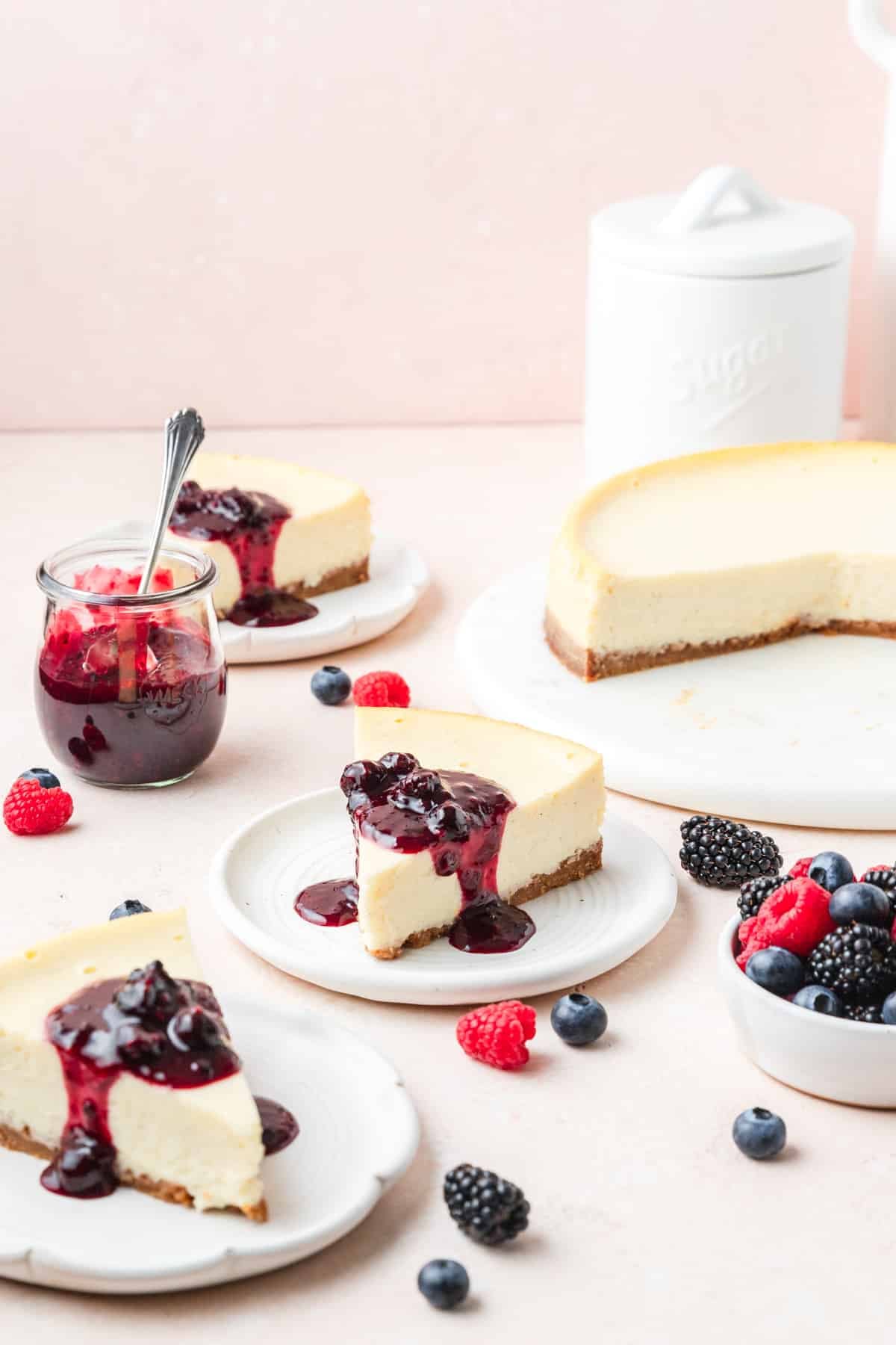 plates of mascarpone cheesecake.