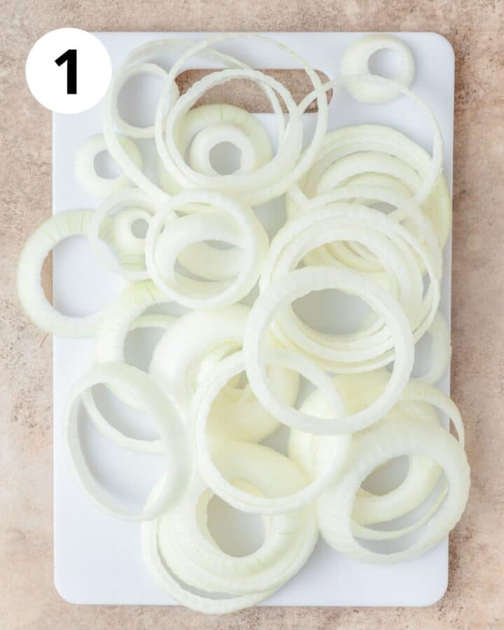 onions sliced into ½ inch rings.
