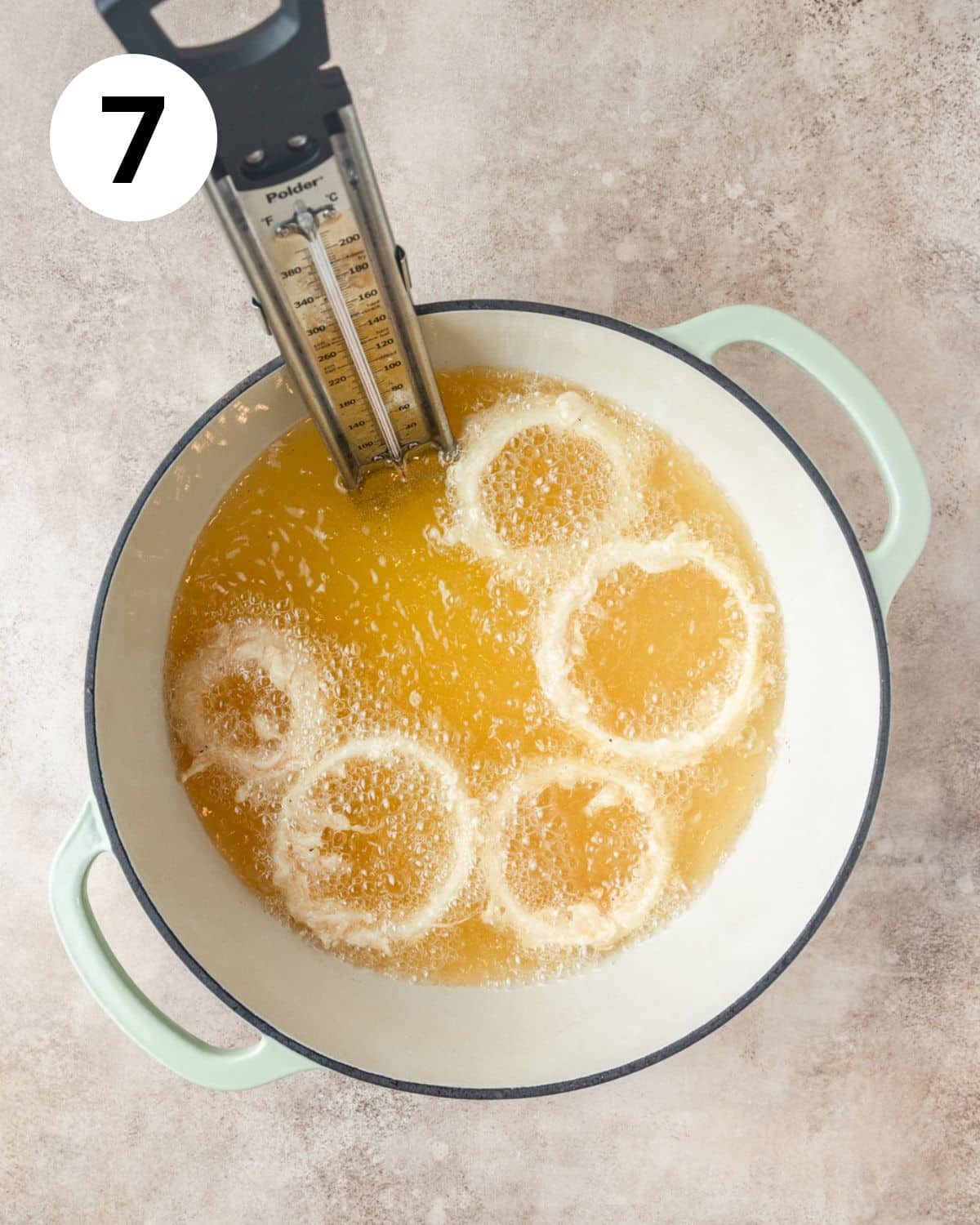 deep frying sourdough onion rings.