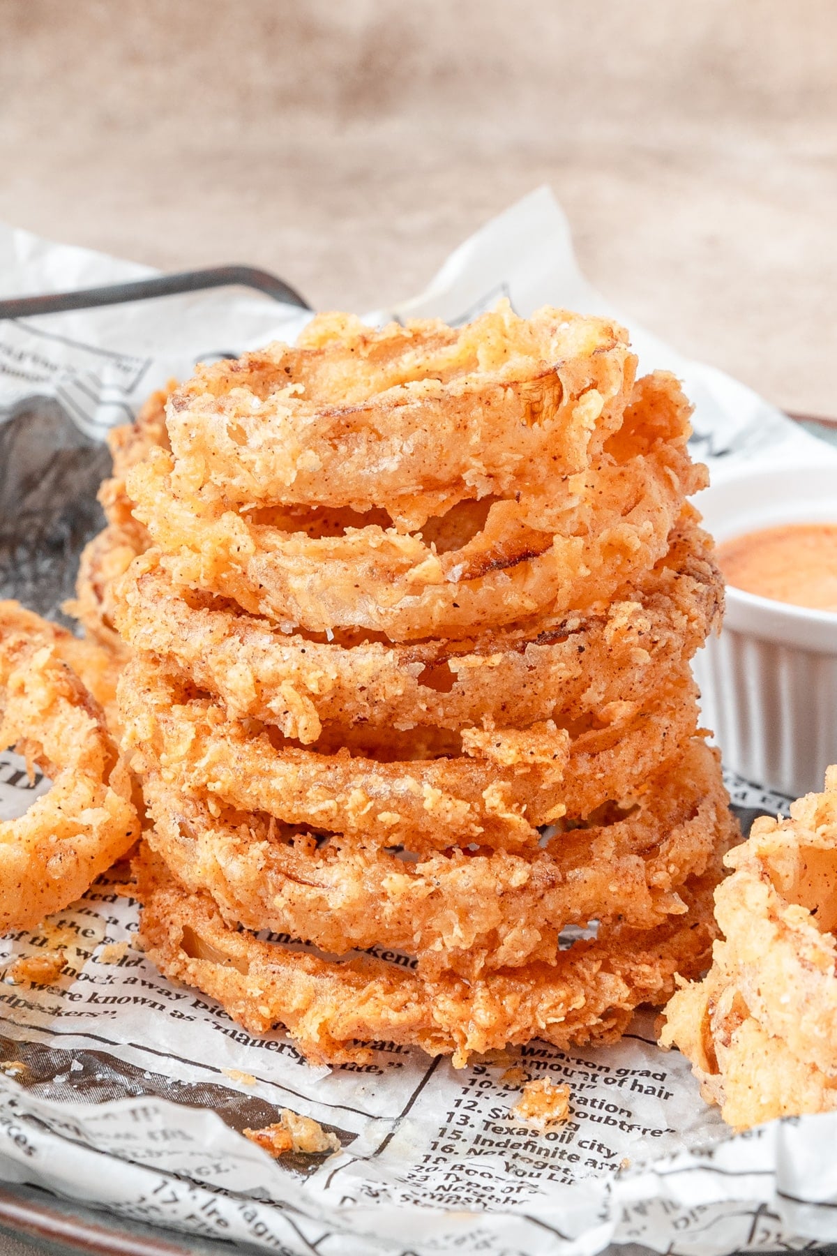 stack of sourdough onion rings.