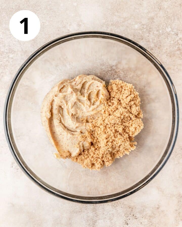 brown butter and sugar in bowl.