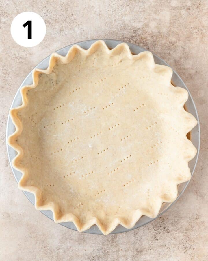 pie dough pressed into pie pan.
