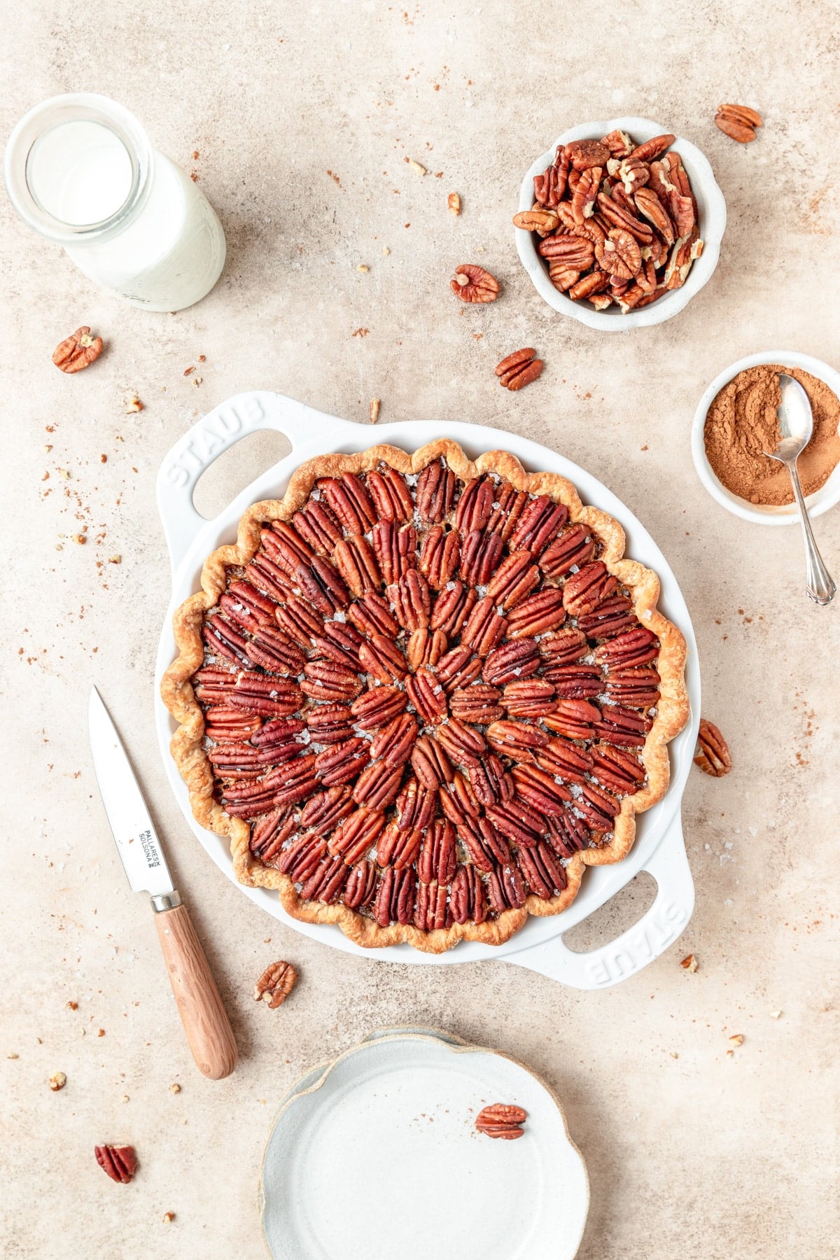 pecan pie with homemade pie crust.
