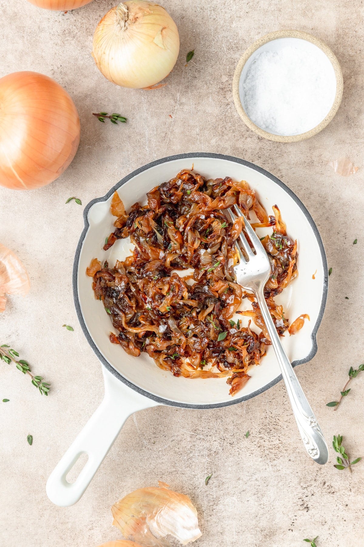 caramelized onions in pan.