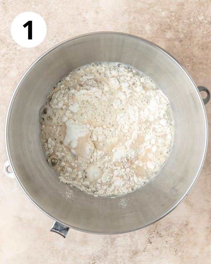 focaccia ingredients in bowl.
