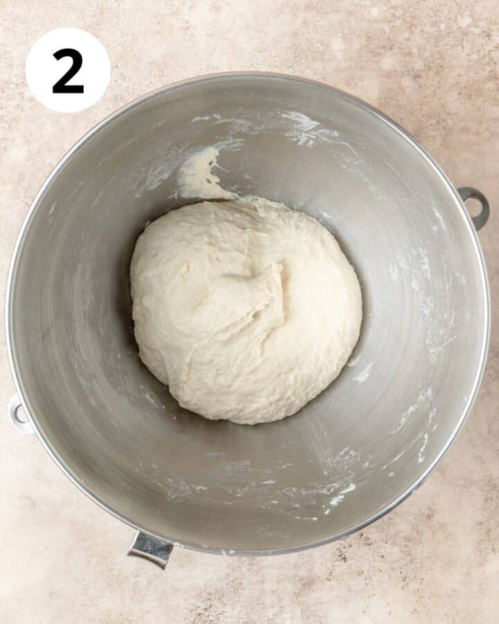 focaccia dough after being mixed together.