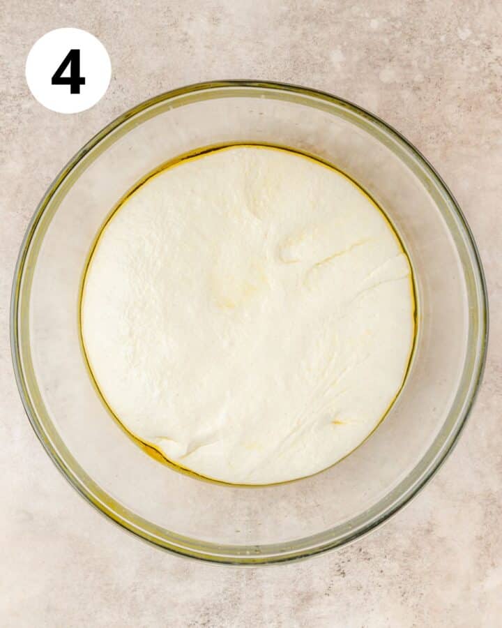 focaccia dough after first rise.