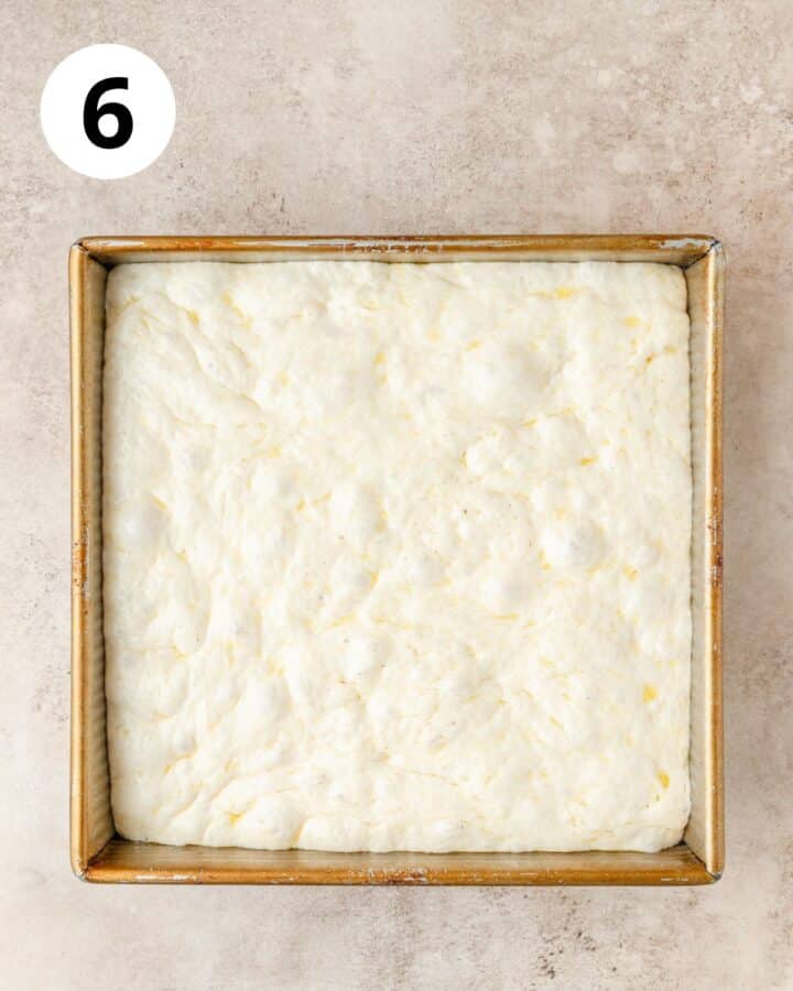 focaccia dough after second rise.