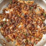 pan of homemade caramelized onions.