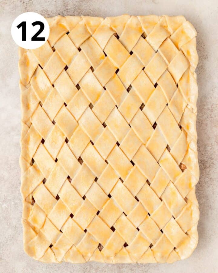 slab pie brushed with egg wash.