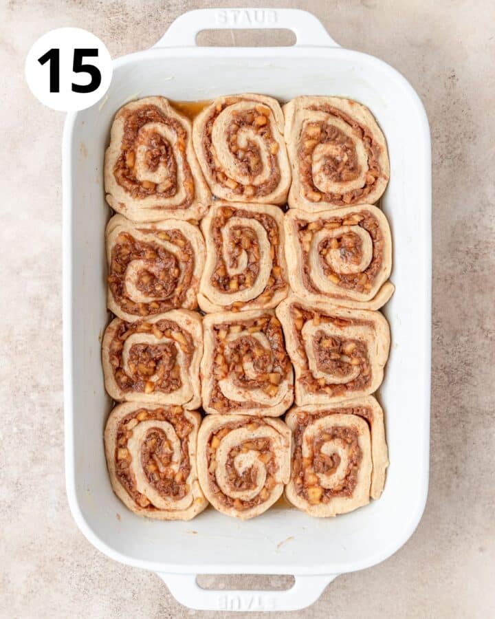 apple cinnamon rolls after second rise.