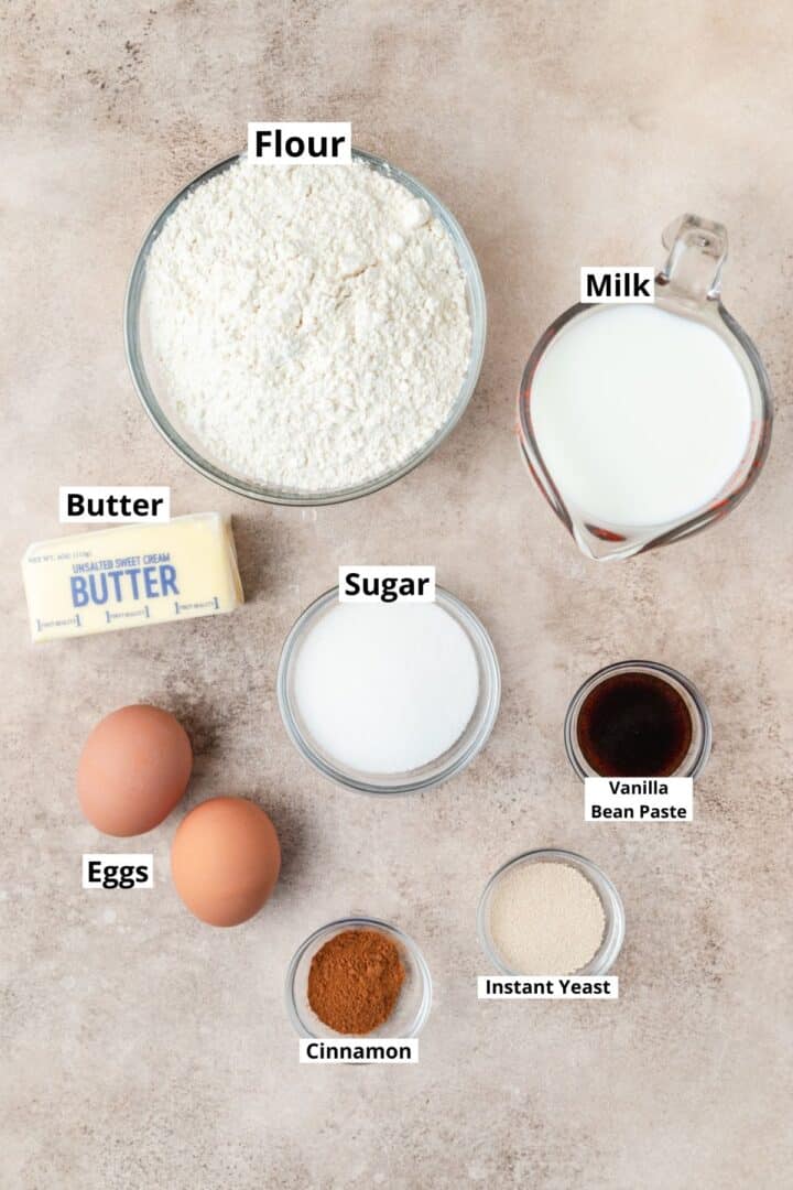 cinnamon roll dough ingredients.