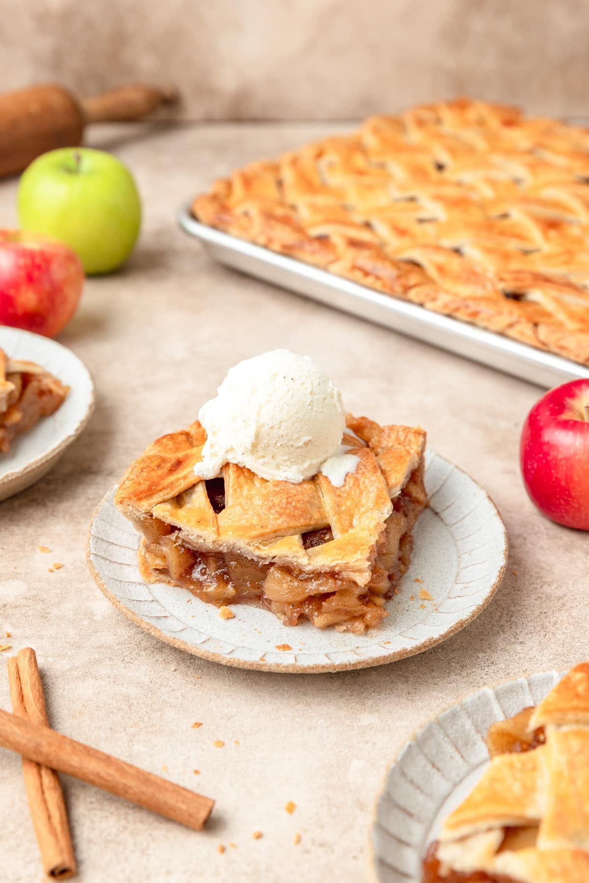 slice of sheet pan apple pie.