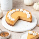 close up of pumpkin cheesecake.