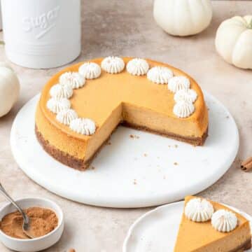 close up of pumpkin cheesecake.