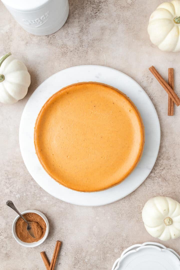 pumpkin cheesecake after baking
